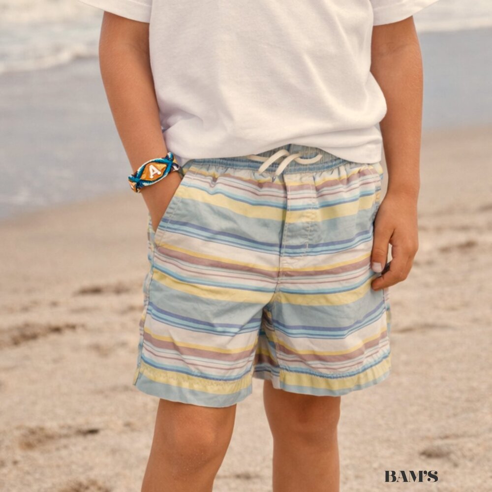 OshKosh B’gosh Boys Striped Shorts Size 7 | Elastic Waist Summer Beach| Like New